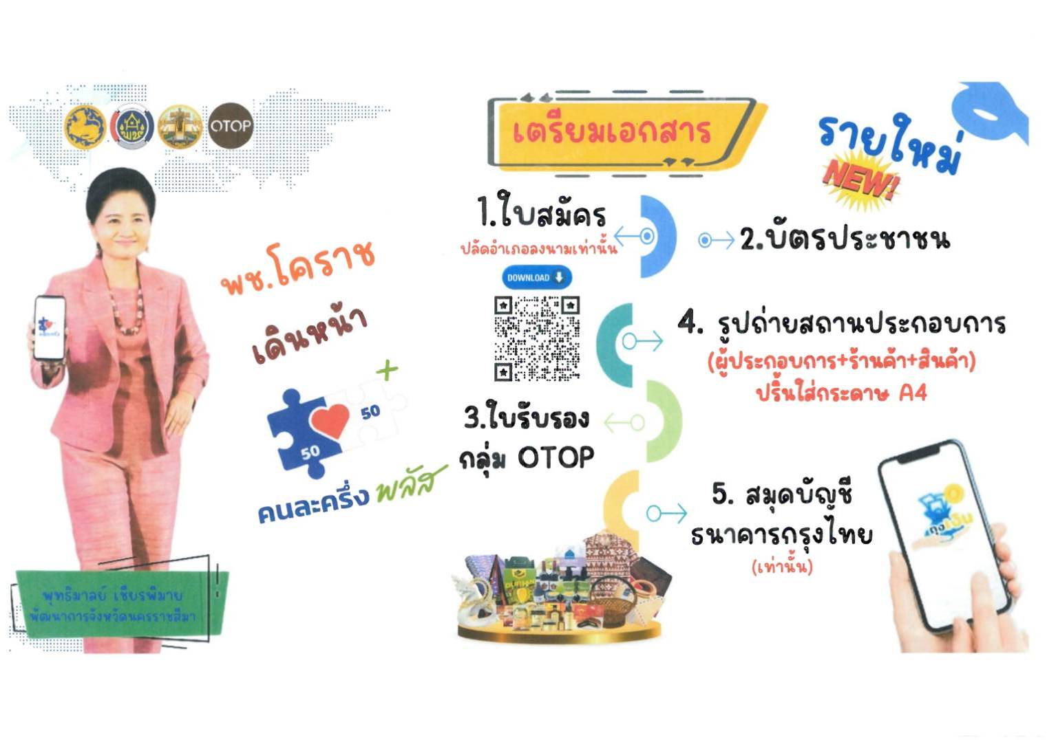 พช.ชุมพวง ประชาสัมพันธ์เชิญชวนผู้ผลิต ผู้ประกอบการ OTOP 